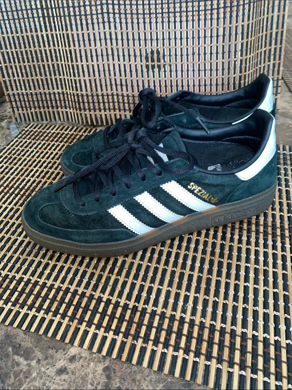 adidas Spezial Suede Sneakers in Dark Green with White Stripes